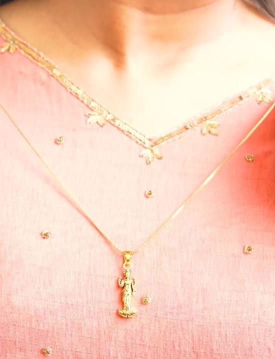 Gold Plated Laxmi Mataji Pendant with Chain