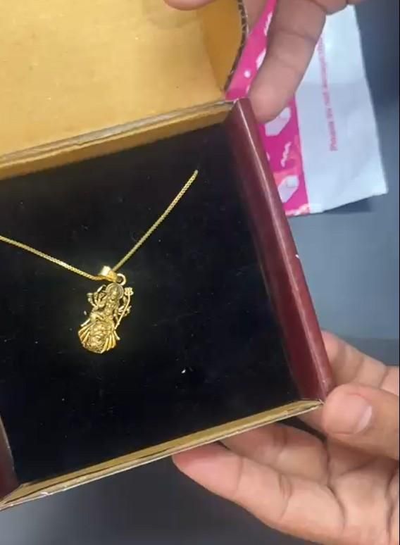 Gold Plated Ambe Mataji Pendant with Chain