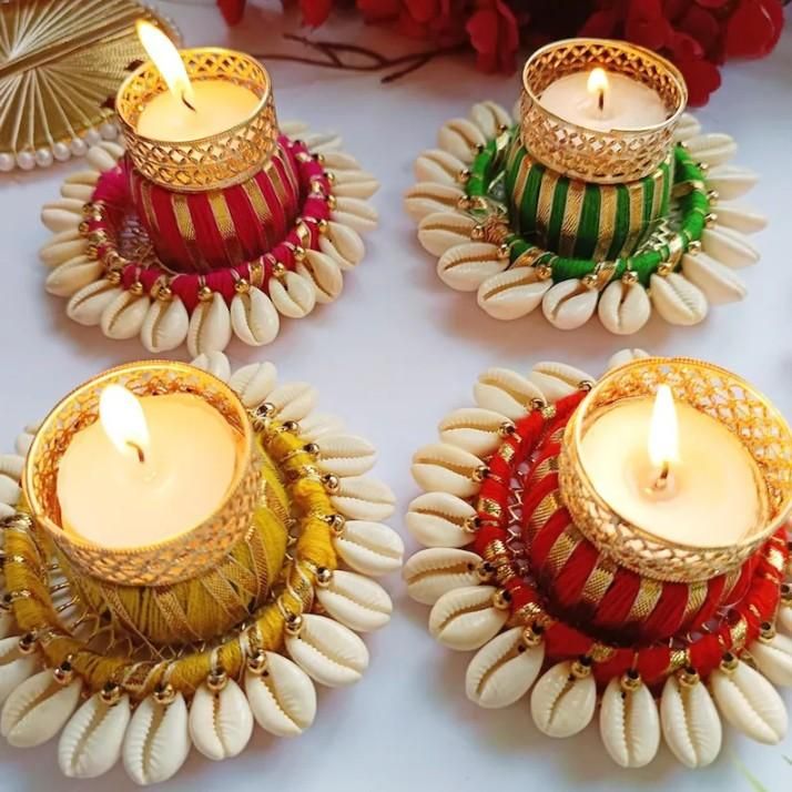 Cowrie Dholakh Tealight Holder Pack of 2
