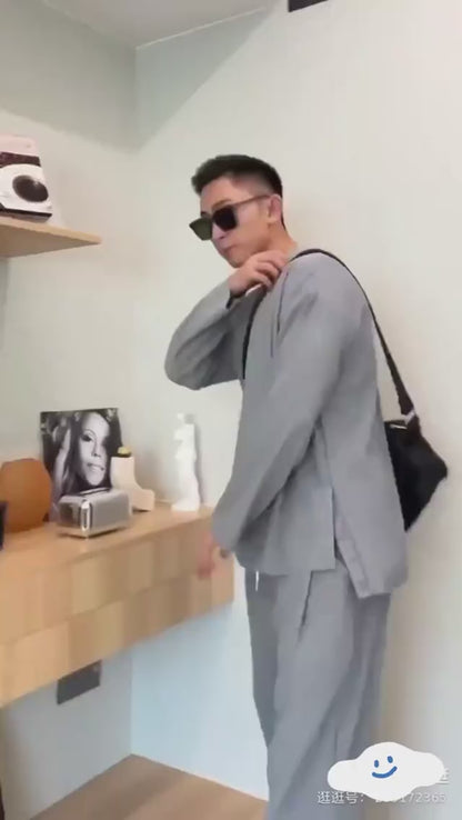 Men's Solid Round Neck Co-ord Set